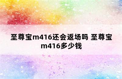 至尊宝m416还会返场吗 至尊宝m416多少钱